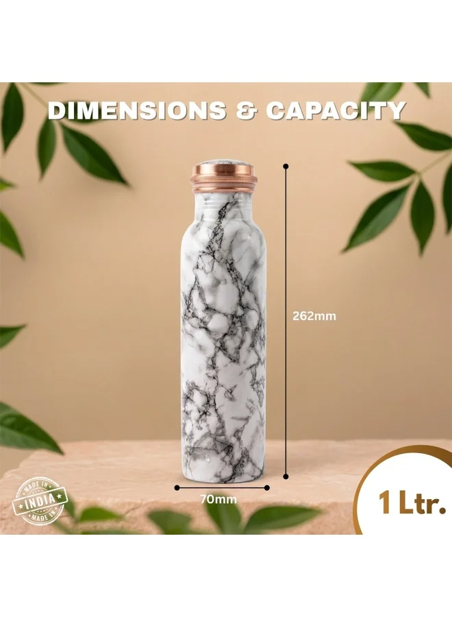 Mobcos Mobcos Silver Vein Marble Copper W Bottle 1 Ltr Mobcos Silver Vein Marble Copper Water Bottle 1 Ltr, 99% Pure Copper Bottle with Leakproof Screw Cap, Handmade Marbled Design, Reusable Water Bottle for Home, Office & Travel  | Best Price UAE
