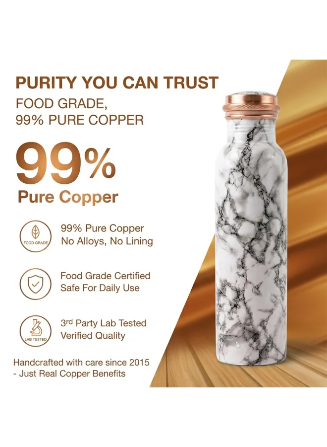 Mobcos Mobcos Silver Vein Marble Copper W Bottle 1 Ltr Mobcos Silver Vein Marble Copper Water Bottle 1 Ltr, 99% Pure Copper Bottle with Leakproof Screw Cap, Handmade Marbled Design, Reusable Water Bottle for Home, Office & Travel  | Best Price UAE