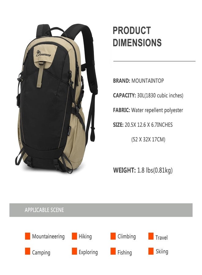 MOUNTAINTOP 30L Hiking Backpack,Men Women Camping Backpack,Lightweight Trekking Travel Backpacks for Climbing Skiing Cycling - Image 2