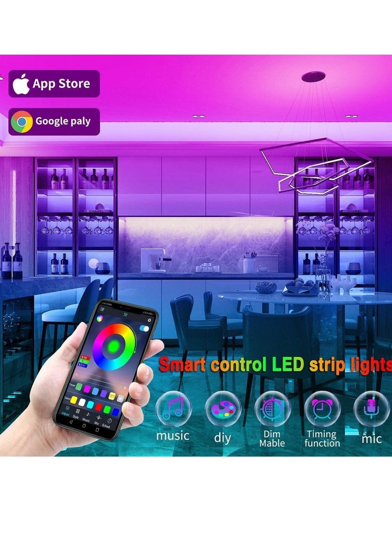 COOLBABY Led Lights for Bedroom 100ft (2 Rolls of 50ft) Music Sync Color Changing Strip Lights with Remote and App Control RGB Strip for Room Home Party Decoration - Image 3