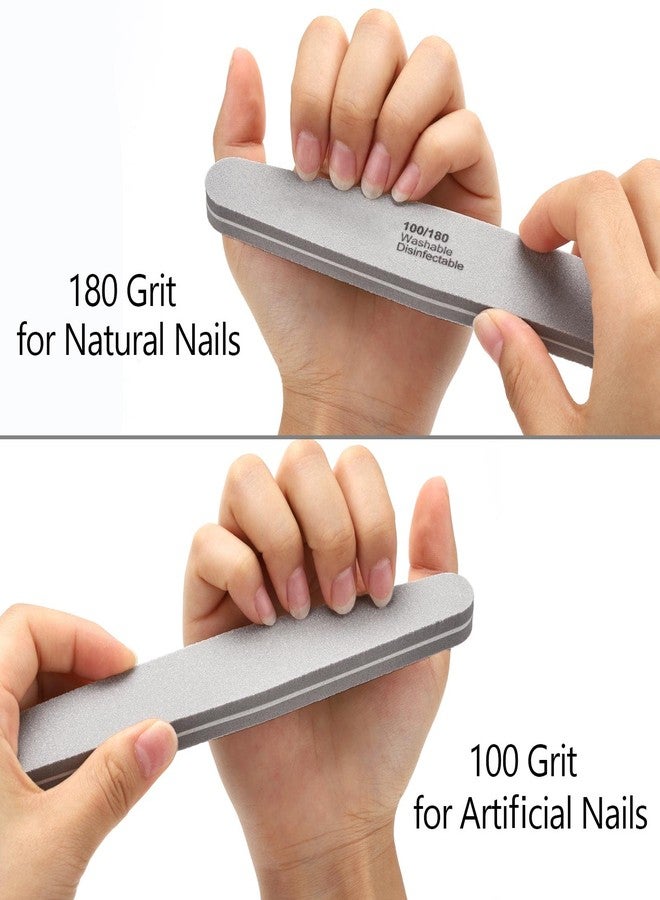 LoveBB Nail Buffers Blocks 10 Pcs Double Sided Professional Nail File 100/180 Grit for Acrylic/Natural Nails, Gray - Image 4