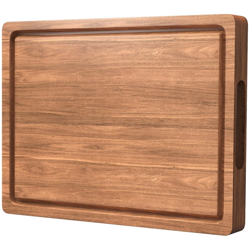 BETOLEAN Acacia Wood Cutting Boards for Kitchen, 17x12 Inch Butcher Block with Deep Juice Grooves & Non-Slip Handle Reversible Chopping Board for Meat Cheese Vegetables - Image 1