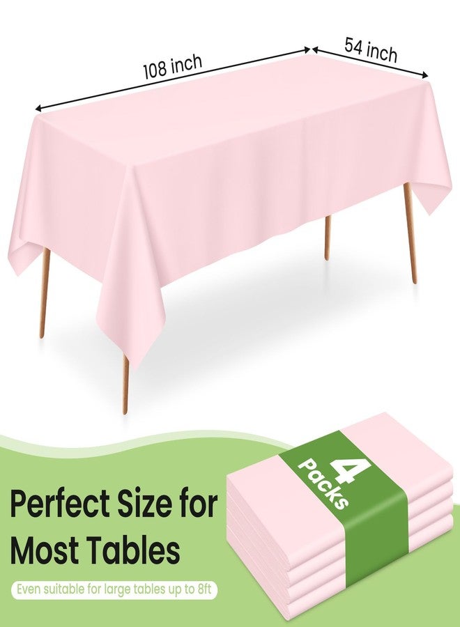 LANLISA 4 Pack Pink Plastic Tablecloth, 54 x 108 Inch Rectangle Table Cloth Disposable, Valentines Day, Easter Party, Mothers Day Decorations Tablecloths, Pastel Party Plastic Cover - Image 3