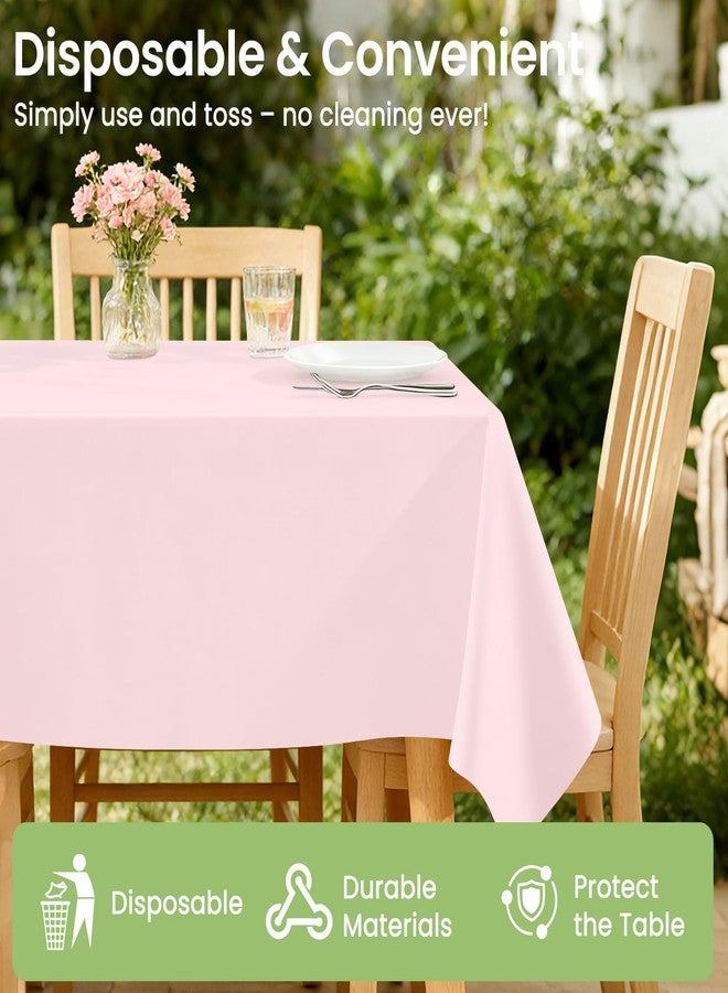 LANLISA 4 Pack Pink Plastic Tablecloth, 54 x 108 Inch Rectangle Table Cloth Disposable, Valentines Day, Easter Party, Mothers Day Decorations Tablecloths, Pastel Party Plastic Cover - Image 5