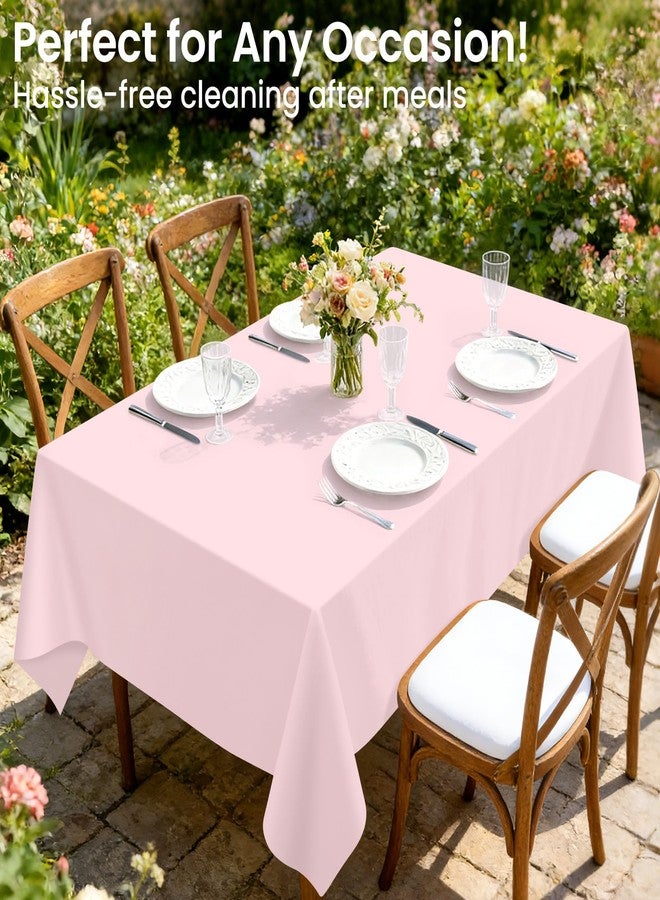 LANLISA 4 Pack Pink Plastic Tablecloth, 54 x 108 Inch Rectangle Table Cloth Disposable, Valentines Day, Easter Party, Mothers Day Decorations Tablecloths, Pastel Party Plastic Cover - Image 2