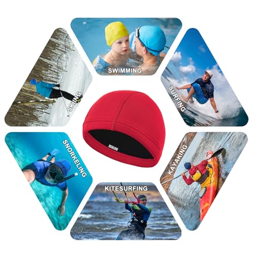 REALON Neoprene Diving Hood Wetsuit Cap for Men Women and Youth 3mm Thermal Scuba Headband Swim Beanie Long Hair Protection Hat for Swimming Surfing Windsurfing Snorkeling Water Sports - Image 3