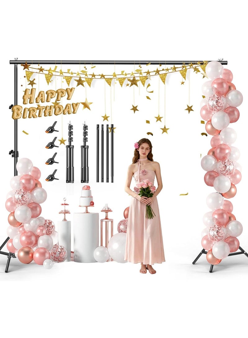 رات سو مجموعة حامل الصور الخلفية مجموعة التصوير الفوتوغرافي نظام دعم الخلفية القابلة للتعديل نظام دعم الاستوديو للتصوير الفوتوغرافي الخلفية حزمة زفاف 2.7 x 3 M - Image 1