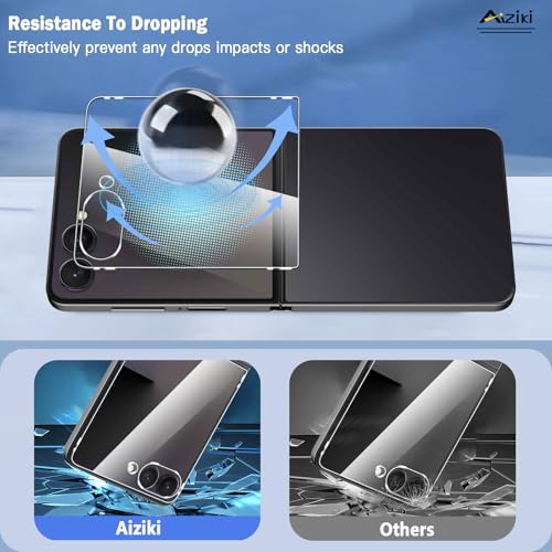 Aiziki (2 Pack Designed for Samsung Galaxy Z Flip 7 Screen Protector Tempered Glass, Ultra Resistant, 9H Hardness Shatterproof, Bubble Free for Samsung Galaxy Z Flip 7 Screen Protector - Image 4