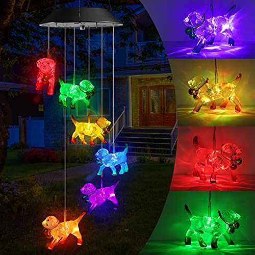 Toodour Solar Wind Chime, Color Changing Wind Chimes Dog, LED Decorative Mobile, Gifts for Mom Grandma, Waterproof Outdoor Decorative Lights for Garden, Patio, Yard, Window Outdoor Decor - Image 1