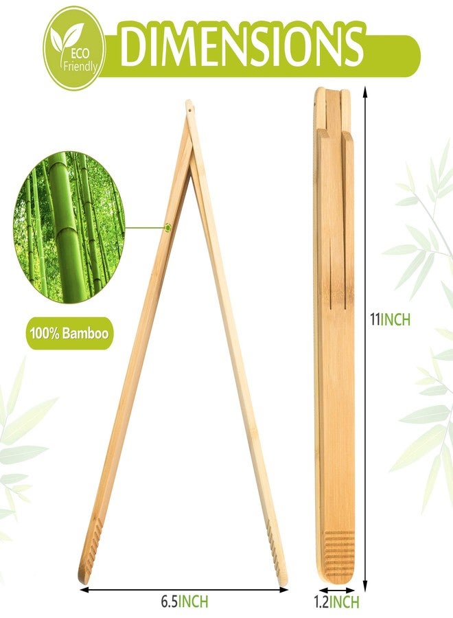 laboos Bamboo Cooking Tongs (Set of 2) - 11” Foldable Kitchen Tongs with Space-Saving Design, Non-Scratch Grip for BBQ, Salad, Camping & Serving - Natural Wood Utensils for Nonstick Cookware - Image 4