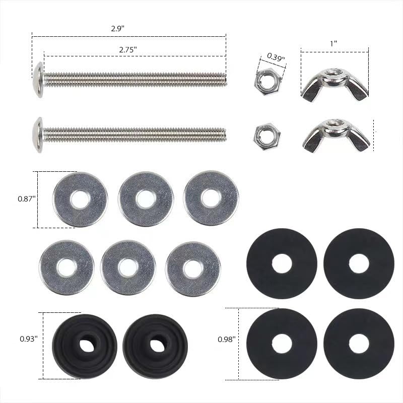 Zpcia Universal Toilet Tank to Bowl Bolt Kit with Waterproof Stainless and Rubber Washers Gasket, Easy to Install (2 PCS) - Image 4