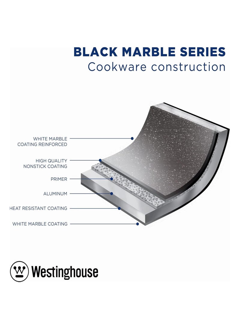 Westinghouse Westinghouse 28cm Non-Stick Fry Pan with Magnetic Turner – Forged Aluminum, Marble Coating, Induction Compatible, Cool-Touch Handle  - Image 5