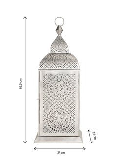 Hilalful HilalFul Handmade Chakra Large Silver Decorative Candle Holder Lantern | For Home Decor in Eid, Ramadan, Wedding | Living Room, Bedroom, Indoor, Outdoor Decoration | Islamic Themed | Moroccan  - Image 2