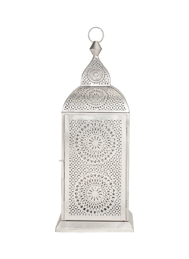 Hilalful HilalFul Handmade Chakra Large Silver Decorative Candle Holder Lantern | For Home Decor in Eid, Ramadan, Wedding | Living Room, Bedroom, Indoor, Outdoor Decoration | Islamic Themed | Moroccan  - Image 1
