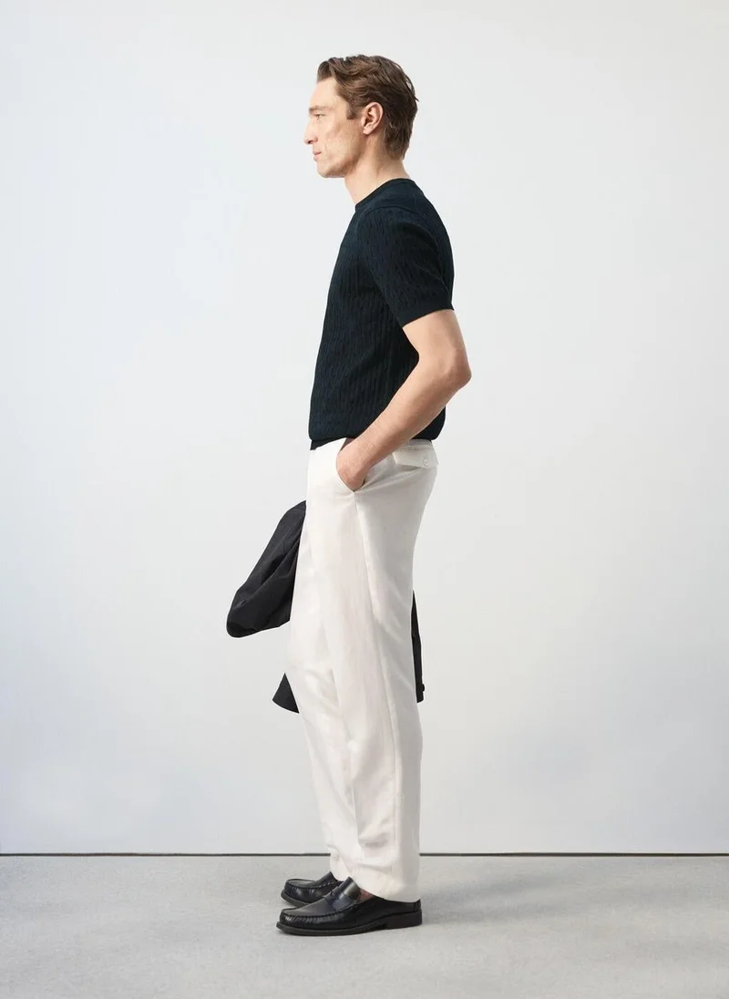 Mango Man  Cable knit T-shirt 100% cotton for Men | Best Price UAE