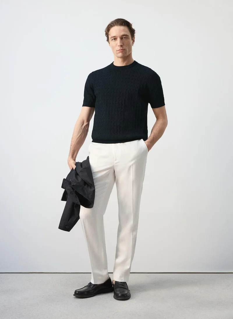 Mango Man  Cable knit T-shirt 100% cotton for Men | Best Price UAE