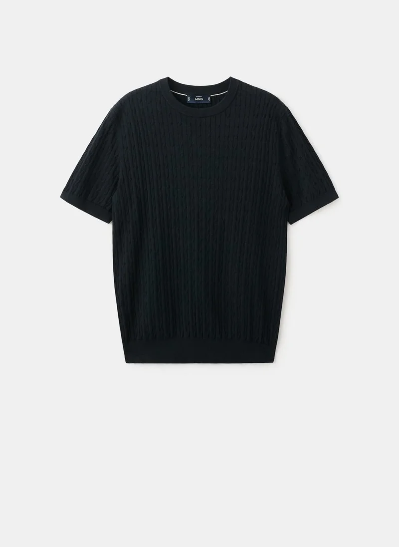 Mango Man  Cable knit T-shirt 100% cotton for Men | Best Price UAE