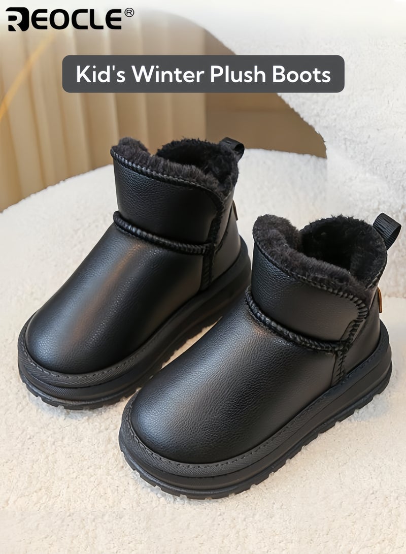 ريوكل أحذية شتوية للأطفال مع بطانة فاخرة ونعل مقاوم للانزلاق، أحذية ثلج معزولة مصممة للراحة والأناقة للعب في الطقس البارد - Image 1