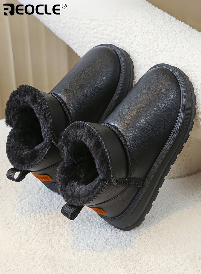 ريوكل أحذية شتوية للأطفال مع بطانة فاخرة ونعل مقاوم للانزلاق، أحذية ثلج معزولة مصممة للراحة والأناقة للعب في الطقس البارد - Image 2