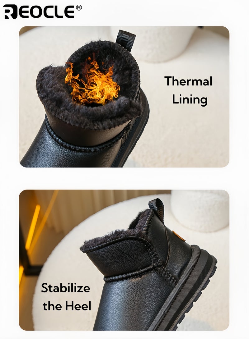 ريوكل أحذية شتوية للأطفال مع بطانة فاخرة ونعل مقاوم للانزلاق، أحذية ثلج معزولة مصممة للراحة والأناقة للعب في الطقس البارد - Image 4