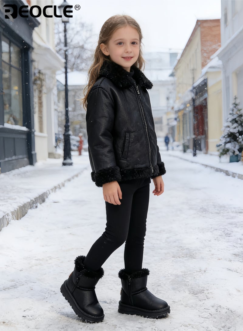 ريوكل أحذية شتوية للأطفال مع بطانة فاخرة ونعل مقاوم للانزلاق، أحذية ثلج معزولة مصممة للراحة والأناقة للعب في الطقس البارد - Image 5