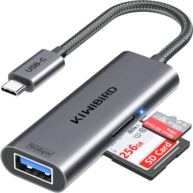 KiWiBiRD USB C SD Card Reader, Micro SD to Type C Thunderbolt 3 4 Adapter for SDHC SDXC TF UHS-I Cards Compatible with MacBook Air Pro M1 M2, iPad Pro Air 2020/2021/2022, Galaxy S20/S21/S22 - Image 1