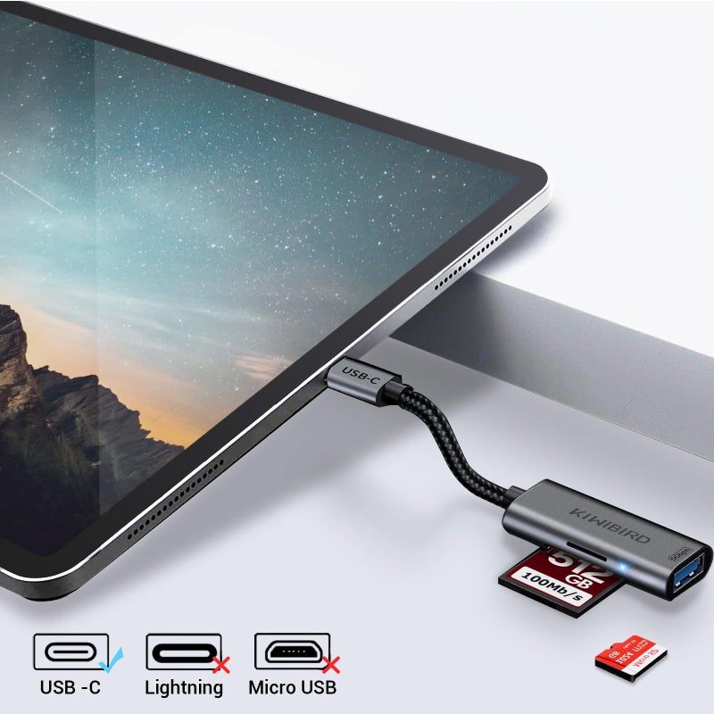 KiWiBiRD USB C SD Card Reader, Micro SD to Type C Thunderbolt 3 4 Adapter for SDHC SDXC TF UHS-I Cards Compatible with MacBook Air Pro M1 M2, iPad Pro Air 2020/2021/2022, Galaxy S20/S21/S22 - Image 5