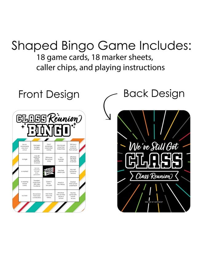Big Dot of Happiness Big Dot of Happiness Still Got Class - Find the Guest Bingo Cards and Markers - High School Reunion Party Shaped Bingo Game - Set of 18  - Image 3