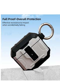 Generic Lock Case Compatible with AirPods 4 with Active Noise Cancellation with Keychain, Cool Rugged Armor Shockproof Protective Cover Compatible with AirPods 4 SILVER  - Image 2