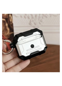 Generic Lock Case Compatible with AirPods 4 with Active Noise Cancellation with Keychain, Cool Rugged Armor Shockproof Protective Cover Compatible with AirPods 4 SILVER  - Image 4