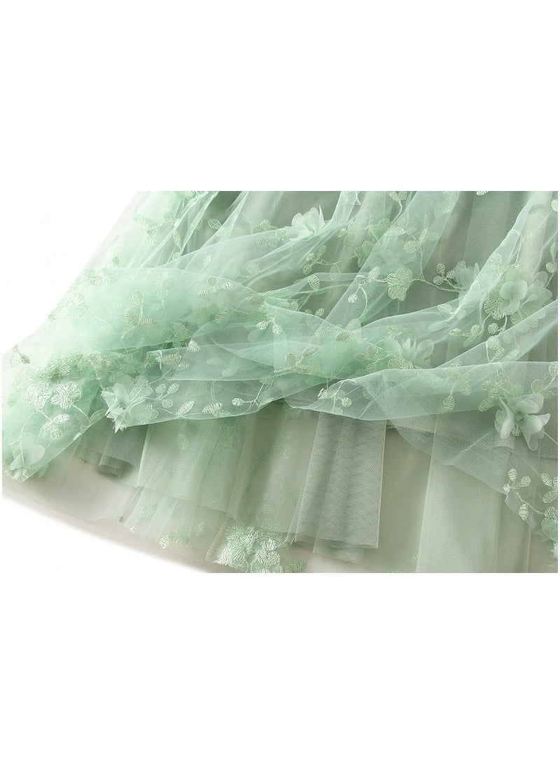 Loquat Women's Artistic Hhigh Waisted Long Skirt Green  - Image 3