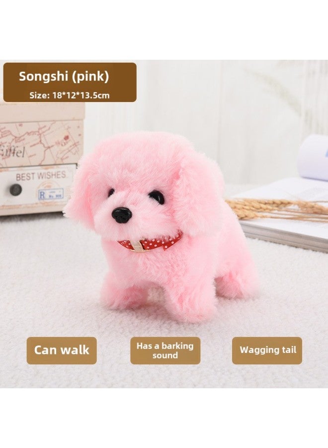 Plush Electric Puppy Color Matching Dalmatians Can Walk, Bark, WAG Tail And Nod, Electric Puppy Stall Toy Dog-Color:Collar Pine Lion Powder  - Image 1