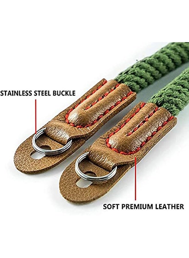 Eorefo Camera Strap Handmade Soft Cotton Vintage Camera Neck Shoulder Strap for Mirrorless and DSLR Camera,Green. - Image 3