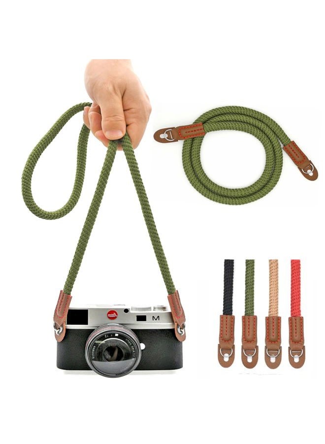 Eorefo Camera Strap Handmade Soft Cotton Vintage Camera Neck Shoulder Strap for Mirrorless and DSLR Camera,Green. - Image 1