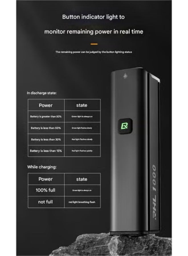 روكبروز مصباح أمامي للدراجة من Rockbros RHL1000 مصنوع من الألومنيوم بقوة 1000 لومن - مصباح قابل لإعادة الشحن بخمسة أوضاع مع خوذة/حامل تثبيت، شعاع 200 متر، مقاوم للماء بدرجة IPX4 للرحلات الليلية على الجبال/الطرق - Image 4