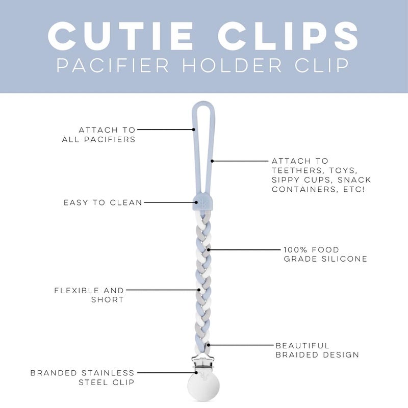 Ryan & Rose Cutie Clip Braiden Pacifier Clip - Braided Silicone (Sailboat) - Image 2