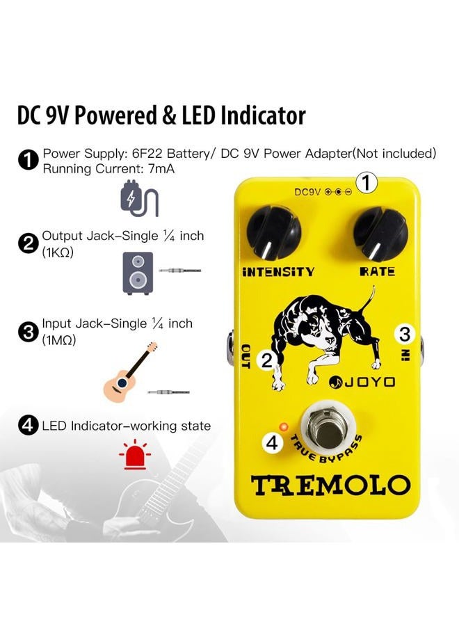 JOYO Tremolo Effect Pedal Beloved Old Amps Photoelectric Tube Circuitry Tremolo for Electric Guitar Effect - True Bypass (JF-09) - Image 5