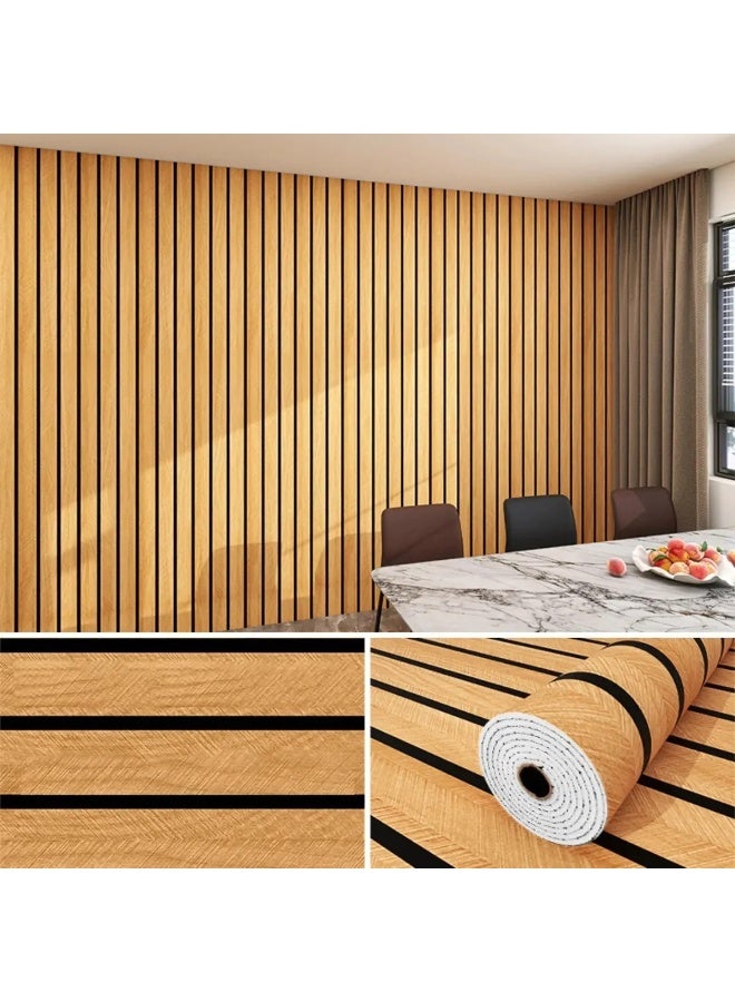 Peel and Stick Wallpaper Faux Wood Grid Design, Waterproof & Moisture-Proof, for Walls & Ceilings - Image 5