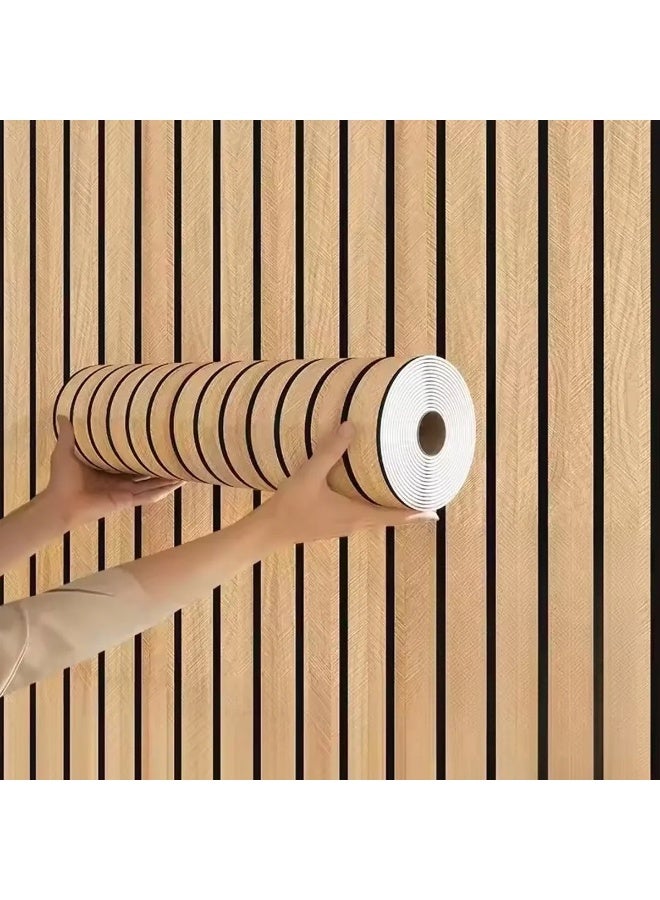Peel and Stick Wallpaper Faux Wood Grid Design, Waterproof & Moisture-Proof, for Walls & Ceilings - Image 4