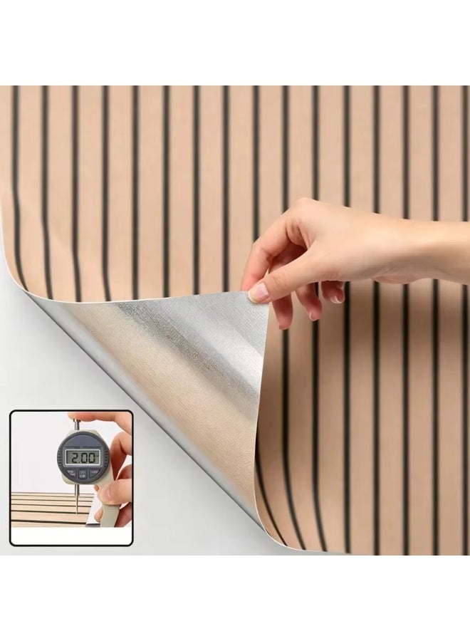 Peel and Stick Wallpaper Faux Wood Grid Design, Waterproof & Moisture-Proof, for Walls & Ceilings - Image 3