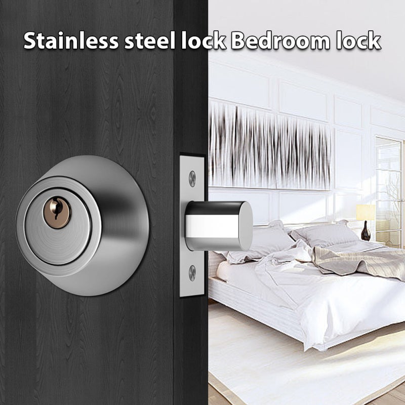 Stainless Steel Door Knob With Lock 30-45mm Door Fit Durable Brushed Finish - Copper Lock Core Door Handle for Bedroom Home Doors - Image 5