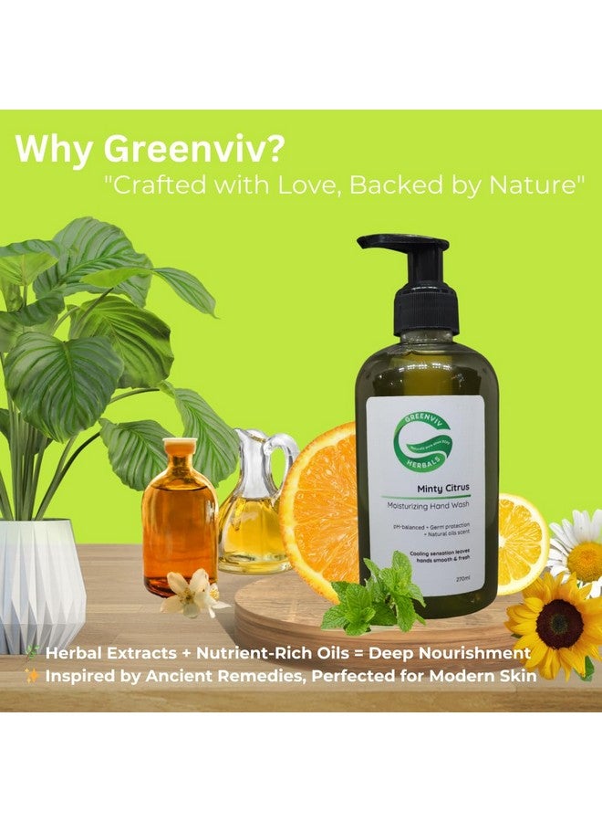 Greenviv Natural Handwash Liquid Minty Citrus, 270ML, Anti Bacterial Moisturizing Hand Wash - Image 4
