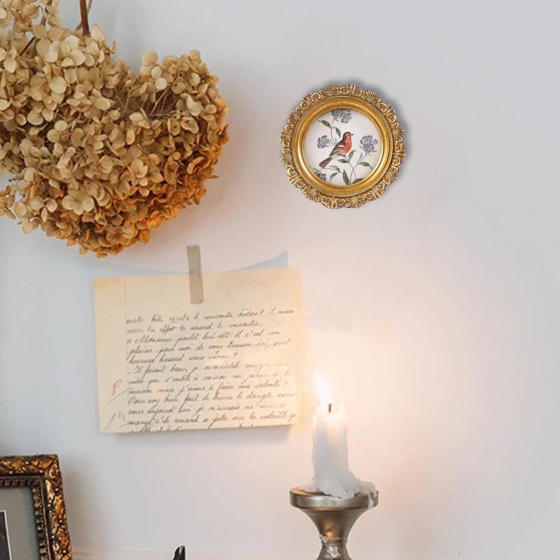 LIHOLO Round Picture Frames 3 x 3 inches, Antique Picture Frames, Vintage Picture Frames, Bird Picture Frames, Bronze Picture Frames, Wall Decor - Image 5