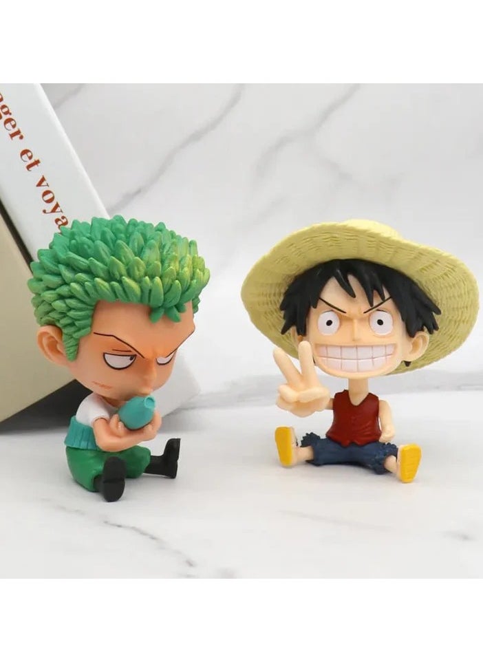 One Piece 2pcs/set Anime One Piece Luffy and Zoro Action Figure Collectible Model Toy High Quality Cartoon Figure Toy Suitable for Car and Table Decoration  - Image 1