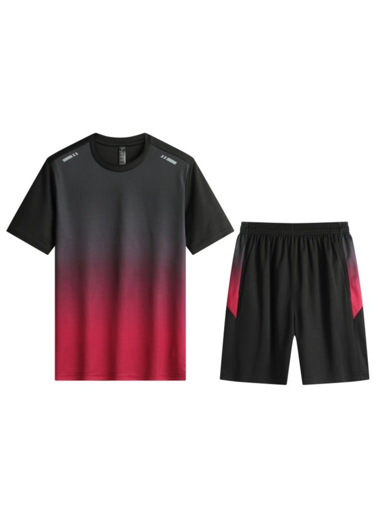 Generic 2-piece Men's Sportswear Set Summer Running Gear Quick-drying short-sleeved T-shirt Sports Training Fitness Clothing Quick-drying Shorts Set - Image 1