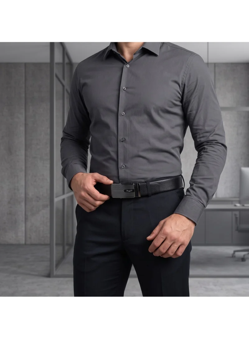 Classic Milano Black (ALTHQ-3705-1) Classic Milano Genuine Leather Belt for Men, Formal Dress Belt with Automatic Ratchet Buckle, Men's Belt for Office Wear with Gift Box for Men | Best Price UAE