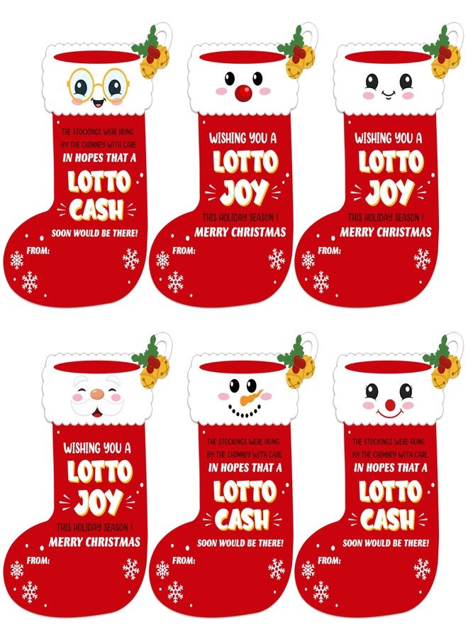 CPicdn 60Pcs Christmas Gift Card Holder, Funny Lotto Greeting Card Holder Tags for Christmas Tree Hanging Ornament Stocking Shape Cash Sleeve Surprise Reveal Letter Winter Holiday Party Decor Supplies - Image 2