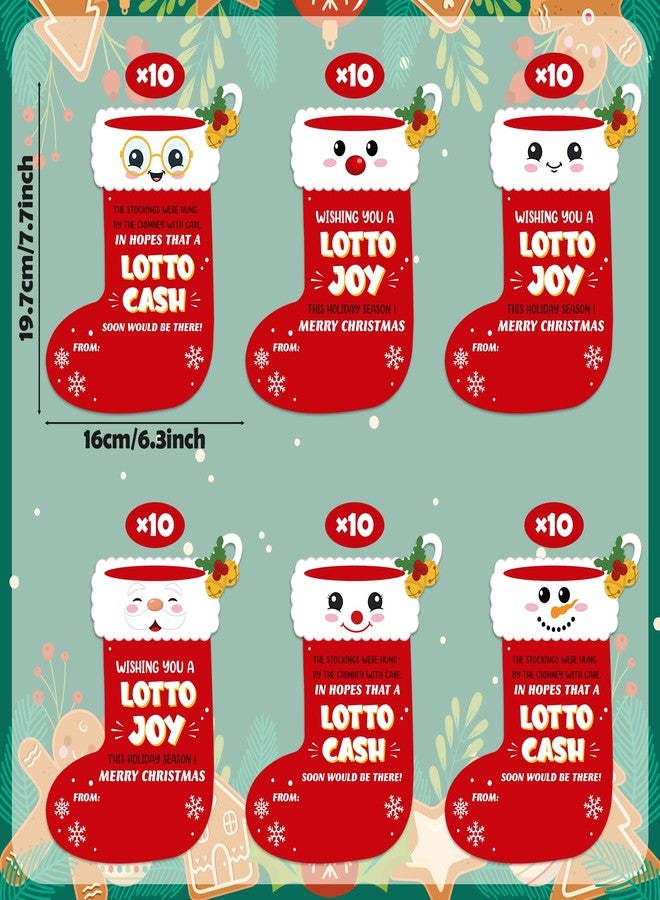 CPicdn 60Pcs Christmas Gift Card Holder, Funny Lotto Greeting Card Holder Tags for Christmas Tree Hanging Ornament Stocking Shape Cash Sleeve Surprise Reveal Letter Winter Holiday Party Decor Supplies - Image 3