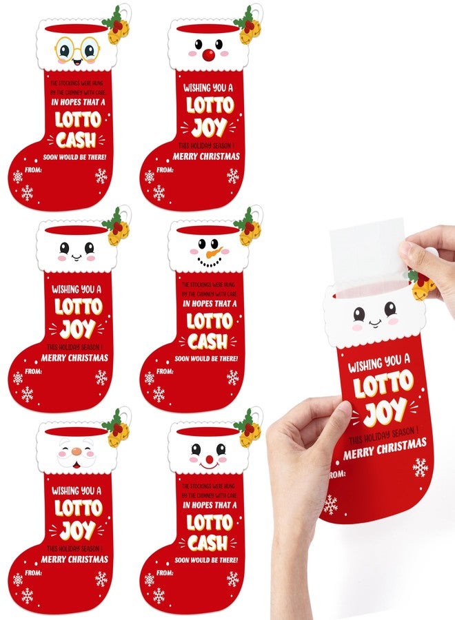 CPicdn 60Pcs Christmas Gift Card Holder, Funny Lotto Greeting Card Holder Tags for Christmas Tree Hanging Ornament Stocking Shape Cash Sleeve Surprise Reveal Letter Winter Holiday Party Decor Supplies - Image 1