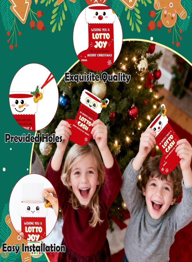 CPicdn 60Pcs Christmas Gift Card Holder, Funny Lotto Greeting Card Holder Tags for Christmas Tree Hanging Ornament Stocking Shape Cash Sleeve Surprise Reveal Letter Winter Holiday Party Decor Supplies - Image 4